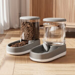 Pet Automatic Water Dispenser and Gravity Feeder Set - Grey